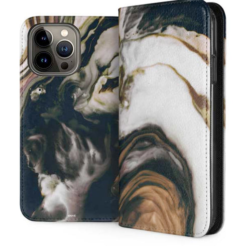 Copper and Black Marble Ink iPhone 15 Pro Max Folio Case