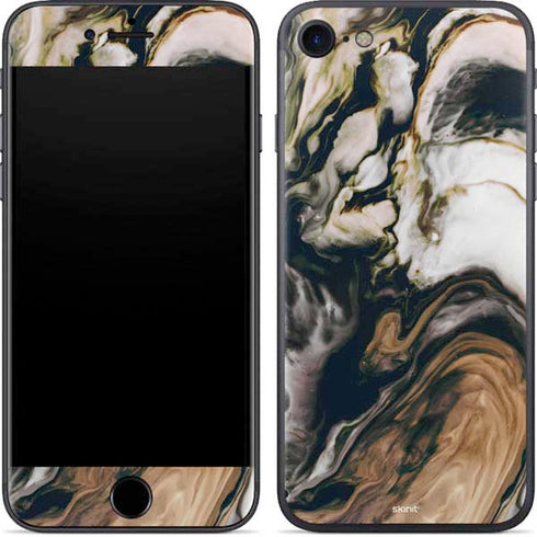 Copper and Black Marble Ink iPhone 7 Skin