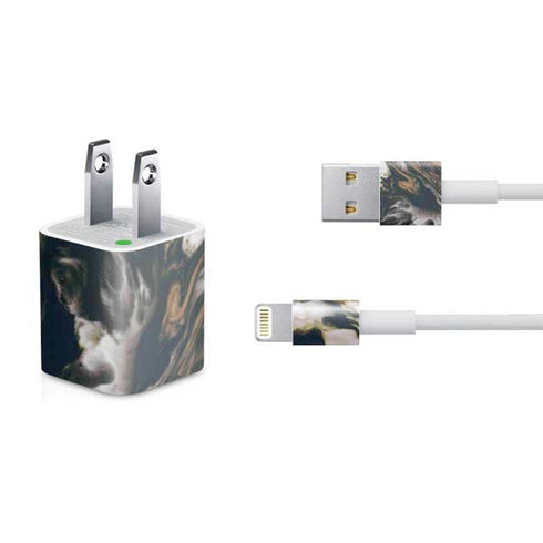 Copper and Black Marble Ink iPhone Charger (5W USB) Skin