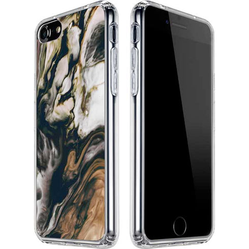 Copper and Black Marble Ink iPhone SE (2nd & 3rd Gen) Clear Case