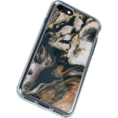 Copper and Black Marble Ink iPhone SE (2nd & 3rd Gen) Clear Case