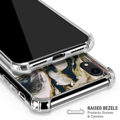 Copper and Black Marble Ink iPhone XR Clear Case