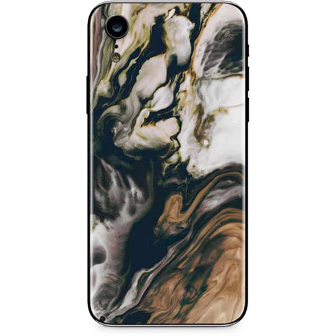 Copper and Black Marble Ink iPhone XR Skin