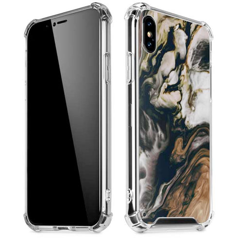 Copper and Black Marble Ink iPhone XS Max Clear Case