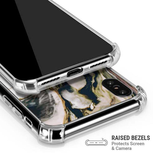 Copper and Black Marble Ink iPhone XS Max Clear Case