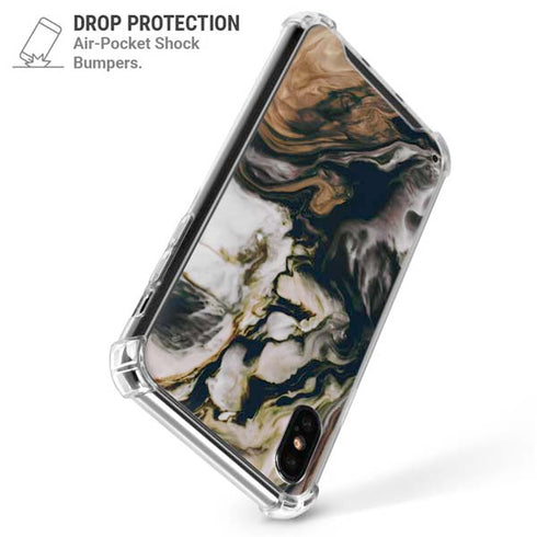 Copper and Black Marble Ink iPhone XS Max Clear Case