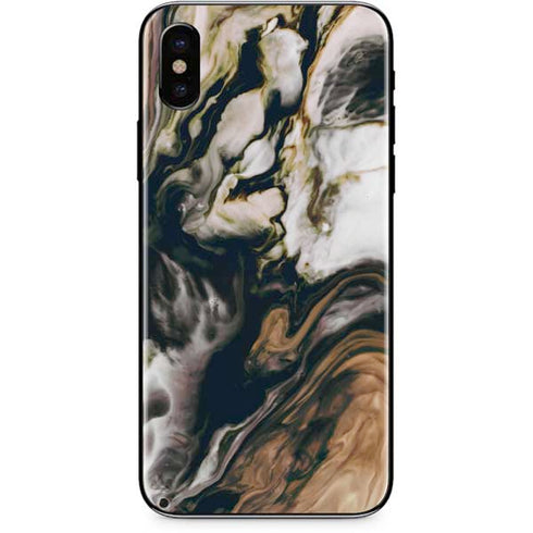 Copper and Black Marble Ink iPhone XS Max Skin