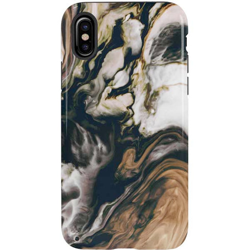 Copper and Black Marble Ink iPhone XS Pro Case