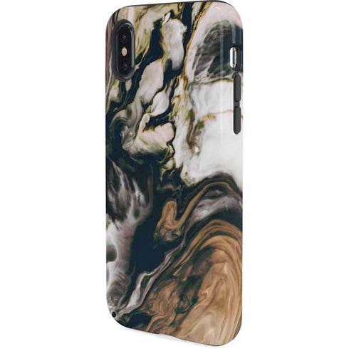 Copper and Black Marble Ink iPhone XS Pro Case