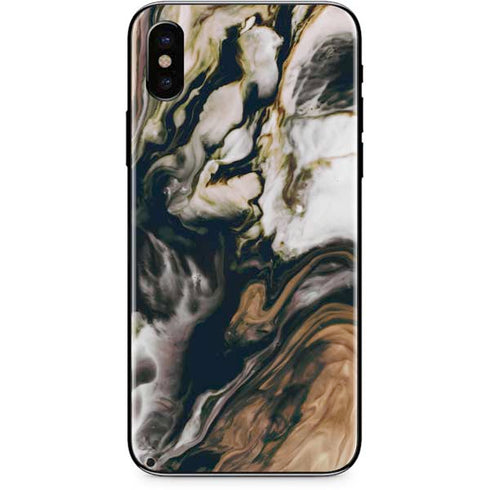 Copper and Black Marble Ink iPhone XS Skin