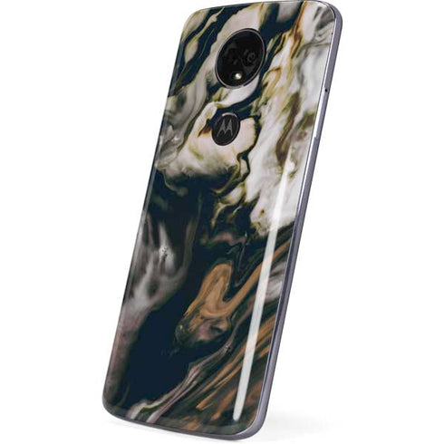 Copper and Black Marble Ink Moto E5 Plus Skin
