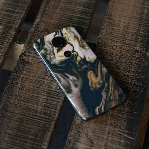 Copper and Black Marble Ink Moto E5 Plus Skin