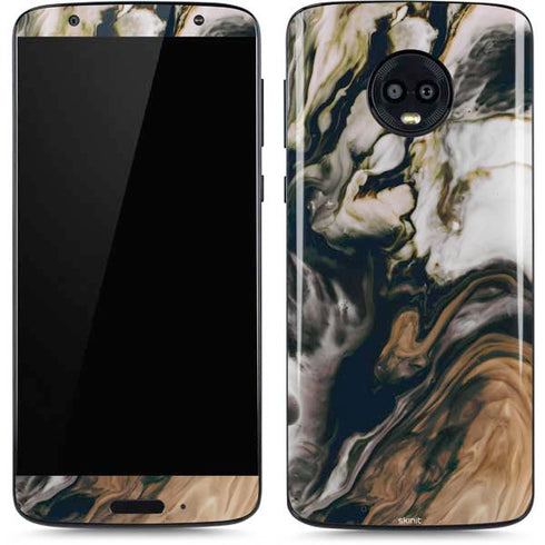 Copper and Black Marble Ink Moto G6 Skin
