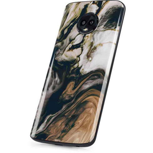 Copper and Black Marble Ink Moto G6 Skin