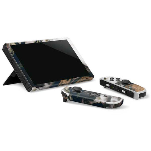 Copper and Black Marble Ink Nintendo Switch OLED (2021) Skin