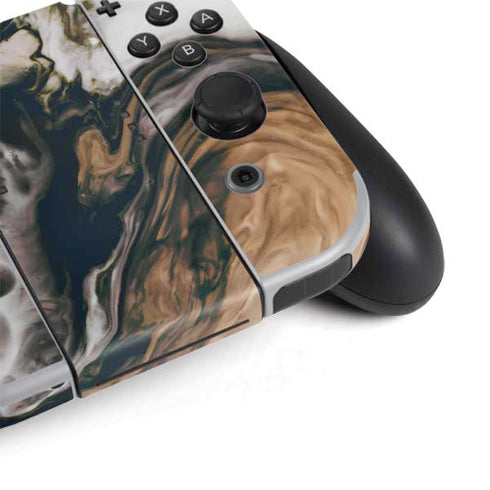Copper and Black Marble Ink Nintendo Switch OLED (2021) Skin