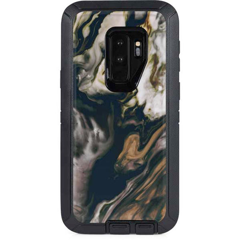 Copper and Black Marble Ink Otterbox Defender Galaxy Skin
