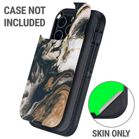 Copper and Black Marble Ink Otterbox Defender iPhone Skin