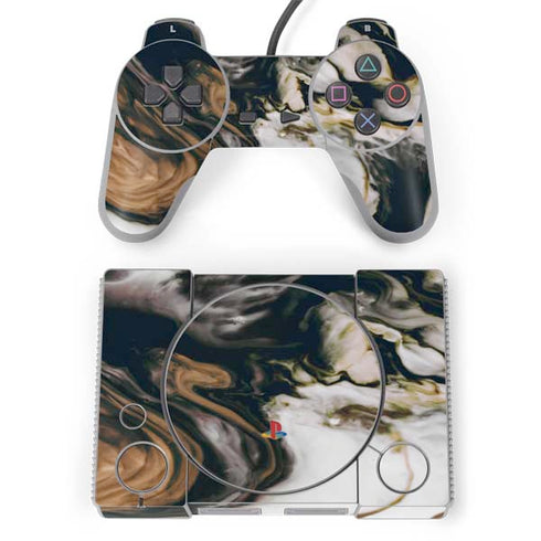 Copper and Black Marble Ink PlayStation Classic Bundle Skin