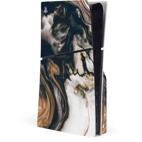 Copper and Black Marble Ink PS5 Slim Disk Console Skin