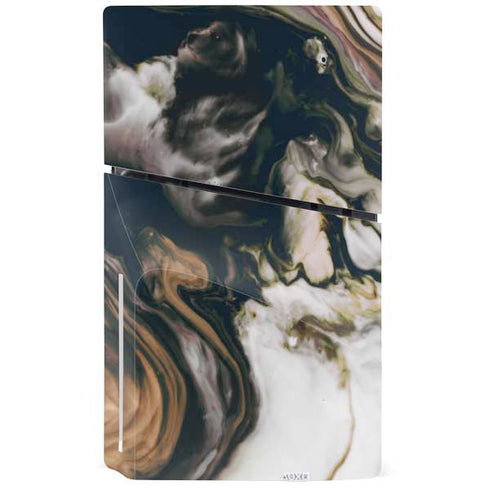 Copper and Black Marble Ink PS5 Slim Disk Console Skin