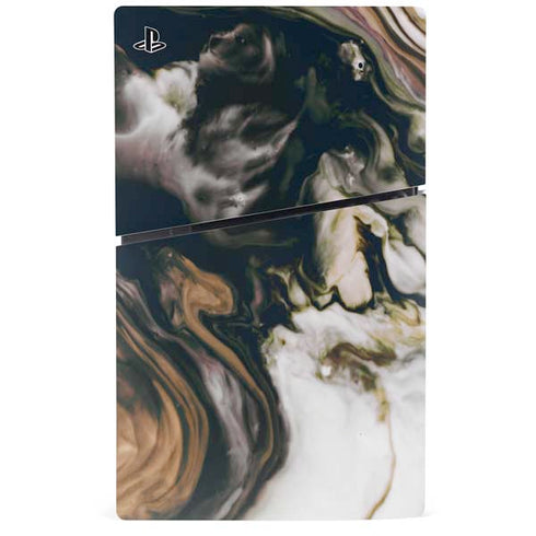 Copper and Black Marble Ink PS5 Slim Digital Edition Console Skin