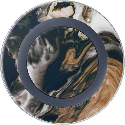 Copper and Black Marble Ink Wireless Charger Skin