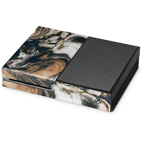 Copper and Black Marble Ink Xbox One Console Skin