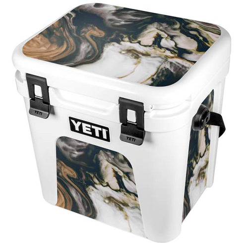 Copper and Black Marble Ink YETI Roadie 24 Hard Cooler Skin