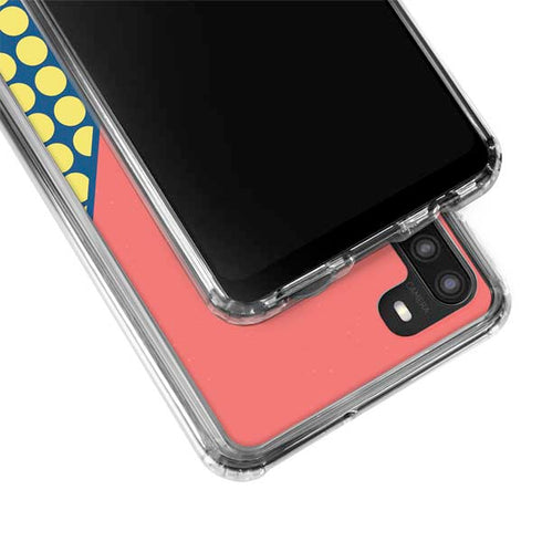 Coral Diagonal Split Galaxy A21 Clear Case