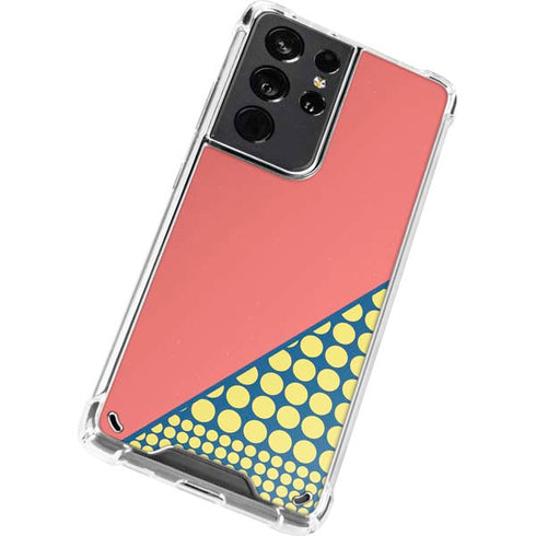 Coral Diagonal Split Galaxy S21 Ultra 5G Clear Case