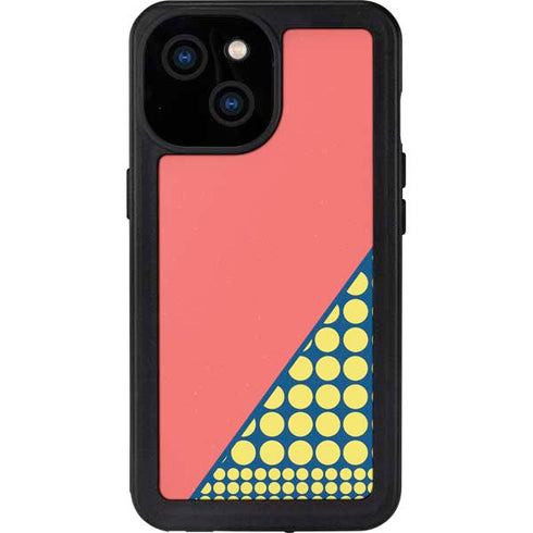 Coral Diagonal Split iPhone 13 Mini Waterproof Case