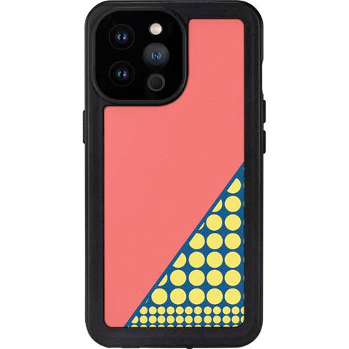 Coral Diagonal Split iPhone 14 Pro Max Waterproof Case
