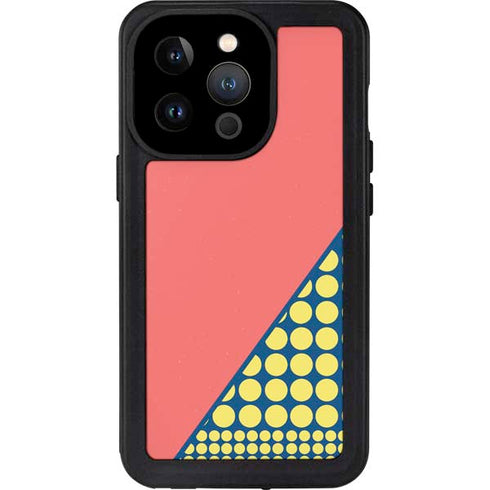 Coral Diagonal Split iPhone 14 Pro Waterproof Case