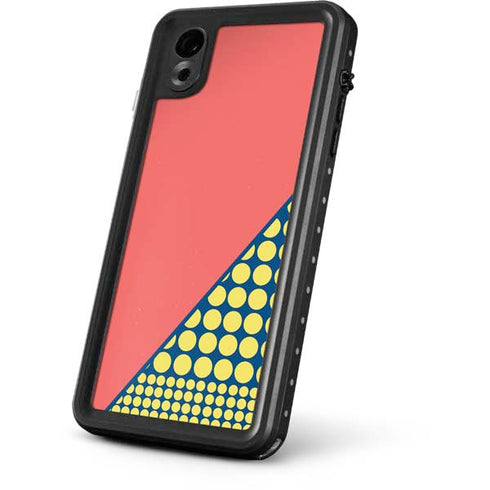 Coral Diagonal Split iPhone XR Waterproof Case