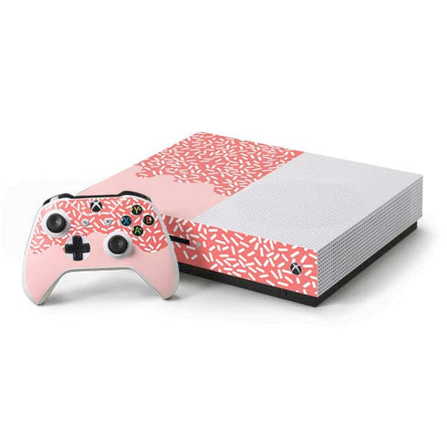 Coral Spring Sprinkles Xbox One S Console and Controller Bundle Skin
