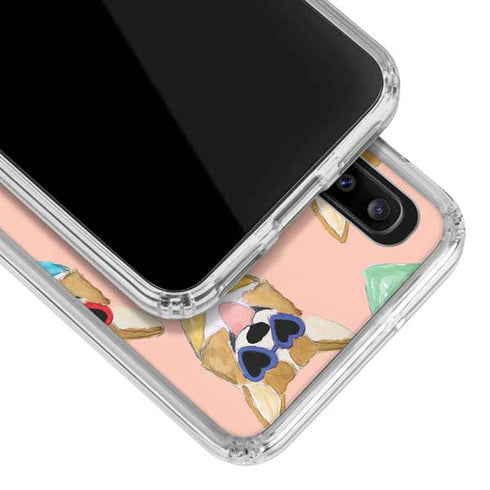 Bouffants and Broken Hearts Corgi Love Galaxy A20 Clear Case