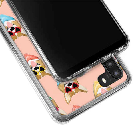 Bouffants and Broken Hearts Corgi Love Galaxy A21 Clear Case