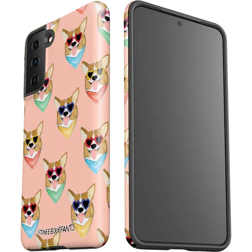 Bouffants and Broken Hearts Corgi Love Galaxy S21 FE Pro Case