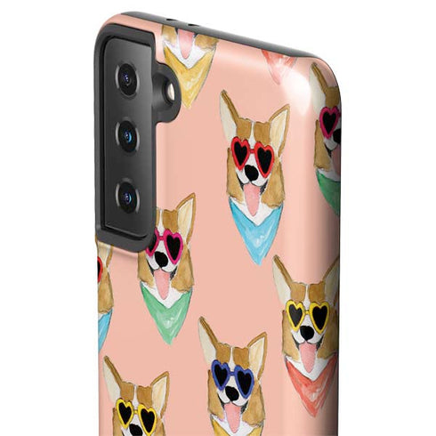 Bouffants and Broken Hearts Corgi Love Galaxy S21 Plus 5G Pro Case