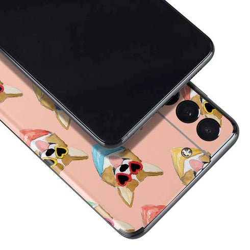 Bouffants and Broken Hearts Corgi Love Galaxy S21 Plus 5G Skin