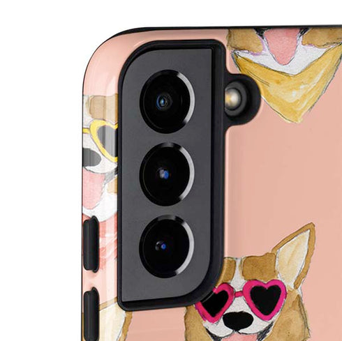Bouffants and Broken Hearts Corgi Love Galaxy S22 Plus Pro Case