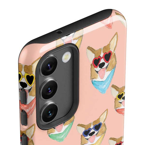 Bouffants and Broken Hearts Corgi Love Galaxy S23 Plus Pro Case