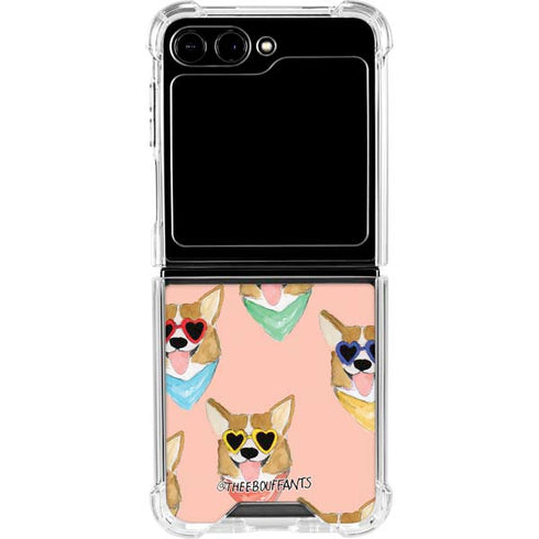 Bouffants and Broken Hearts Corgi Love Galaxy Z Flip5 5G Clear Case