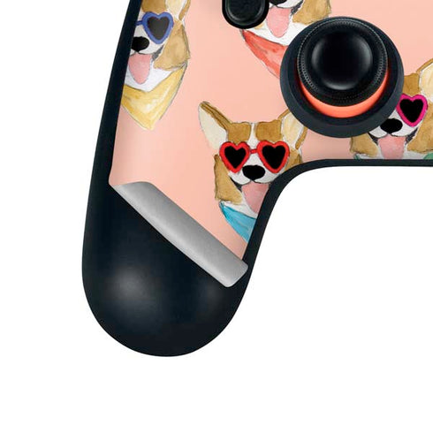 Bouffants and Broken Hearts Corgi Love Google Stadia Controller Skin
