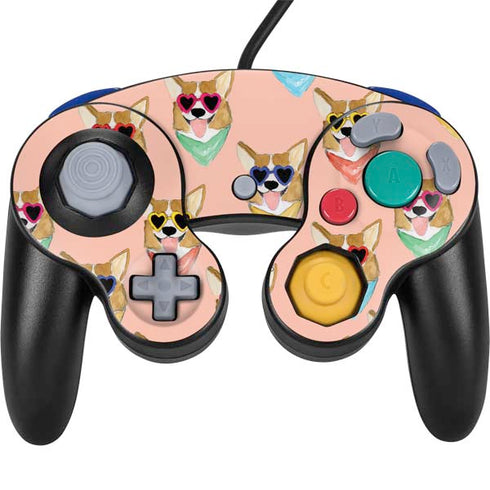 Bouffants and Broken Hearts Corgi Love Nintendo GameCube Controller Skin