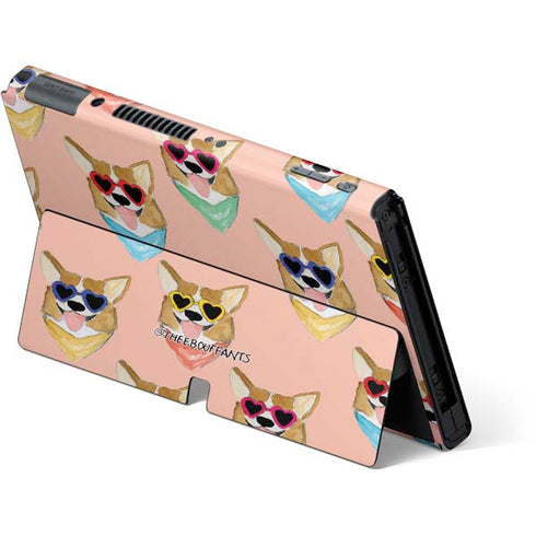 Bouffants and Broken Hearts Corgi Love Nintendo Switch OLED (2021) Skin