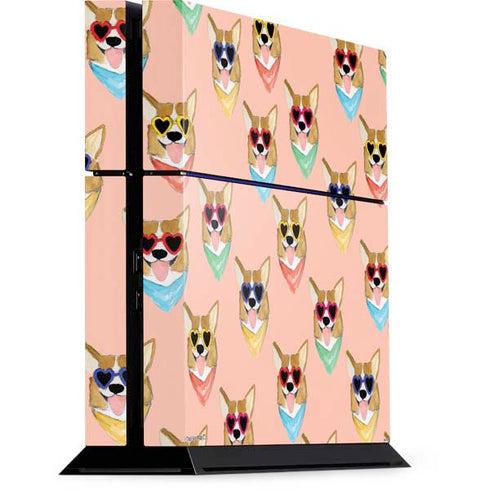 Bouffants and Broken Hearts Corgi Love PS4 Console Skin
