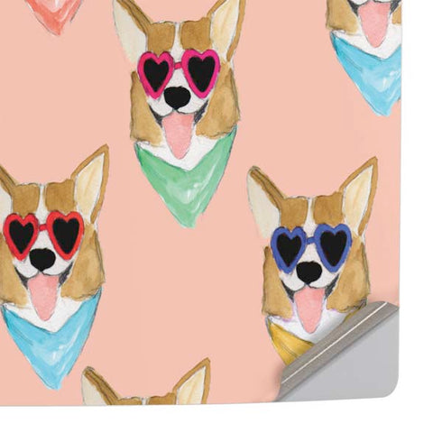 Bouffants and Broken Hearts Corgi Love PS5 Slim Disk Console Skin