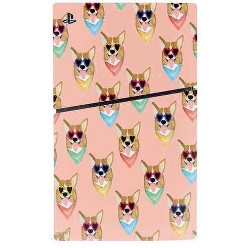 Bouffants and Broken Hearts Corgi Love PS5 Slim Digital Edition Bundle Skin